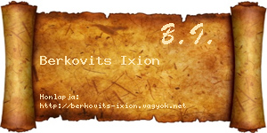 Berkovits Ixion névjegykártya